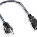 Short 3 Prong Power Cord, 1FT/0.3M Goalfish 10A 250V Power Cable UL Certified TV Power Cord 18AWG Nylon Braided AC Power Cord Replacement for PC, Computer, HDTV, Monitor, Printer, Projector