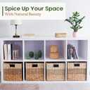 CHI AN HOME 12x12 Storage Cube Bins Wicker Storage Basket for Cube Shelf, Natural Foldable Square Baskets for Storage, Large Woven Cube Storage Bin with Handle, Baskets for Pantry, Bedroom Set of 4