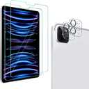 QHOHQ [2+2 Pack Tempered Glass Screen Protector for iPad Pro 11 2022/2021/2020 (4th/3rd/2nd Generation) with Camera Lens Protector, Ultra HD, Anti-Scratch, Designed for Face IDApple Pencil
