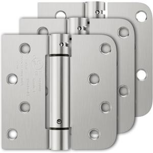 3 Pack Self Closing Door Hinges, 4 Inch Spring Loaded Hinges with Square & 5/8'' Radius Corners, Adjustable Tension for Garage, Front Door, for Left and Right Hand Door, UL Listed