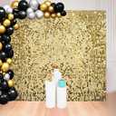 8 x 8 FT Light Gold Shimmer Wall Backdrop for Party Decorations - 64 Pcs Square Sequin Backdrop Panels for Birthday Disco Engagements Graduations Prom Home Decor Party Supplies