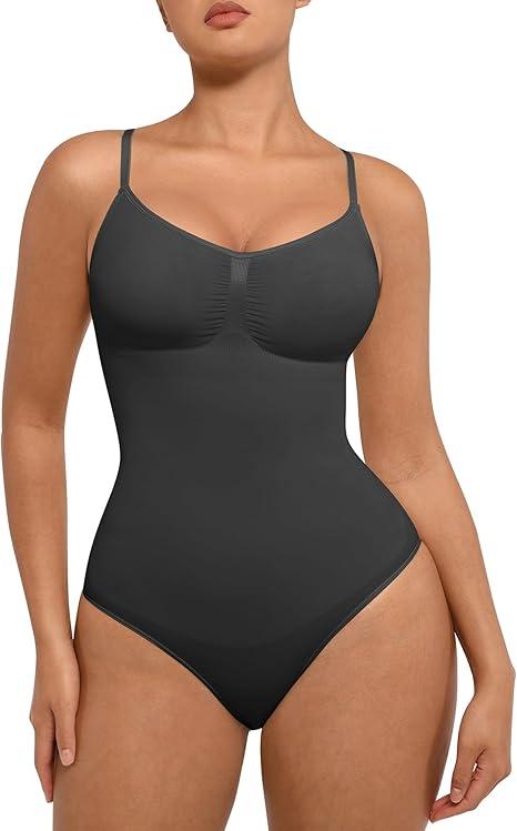 FeelinGirl Shapewear Bodysuit for Women Tummy Control Seamless Sculpting Full Body Shaper Snatched Waist Bodysuit M/L