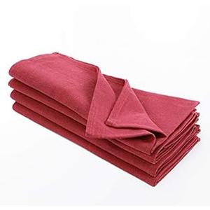 Caldo Linen Dinner Napkins - Soft and Durable Cloth - 4 Pack - 20x20 inch (Burgundy)