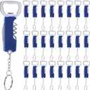 24 Pcs Bottle Opener Keychain Bulk Bottle Beer Opener Keychain 3.27" Stainless Steel Corkscrew Waiter Corkscrew Key for Bar Party Wedding Bartender Home Favors Gifts (Blue)