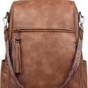 FADEON Leather Laptop Backpack for Women Designer 15.6 inch PU Laptop Bag, Ladies Travel Computer Work Backpack Brown