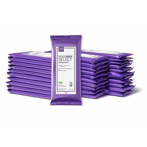 Medline ReadyBath Select Thick Adult Bath Wipes, 150 Wipes (5 Wipes, 30 Packs), Scented, No Rinse Formula with Aloe, Shower Wipes for Sensitive Skin & Alcohol-Free, 8 x 8 Inch