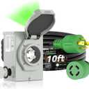 30 Amp Generator Cord 10FT and Power Inlet Box, Pre-Drilled 30 Amp Generator Inlet Box with Cord, NEMA L14-30P to L14-30R Generator Cord Waterproof Combo Kit, ETL Listed