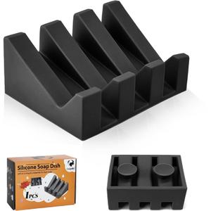 Soap Dishes, Upgrade Suction Silicone Shower Soap Dish with Drianage, Bar Soap Holder & Saver Waterfall Self-Draining to Keep Your Bar Soap Organized and Clean (Black) Soap Dishes, Upgrade Suction Silicone Shower Soap Dish with Drianage, Bar Soap Holder & Saver Waterfall Self-Draining to Keep Your Bar Soap Organized and Clean (Black)