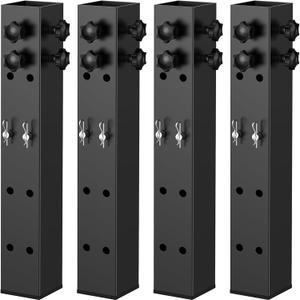 2025 Up Grade 4 Pack Carbon Steel Dorm Bed Riser 2.4" Diameter Metal Bed Riser for Square Wooden Bed Frame, Table Adjustable to 3.2", 5.1", 8.1" or 11.2" Height (for Bed Leg 2.3-3.1")