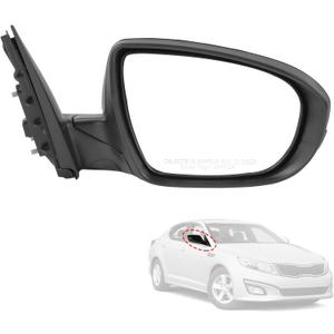 Door Mirror Right Passenger Side Replacement For Kia Optima 2014 2015, Replace 876204C501, Black 6PINS