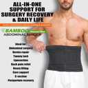 Abdominal Binder for Men and Women Post Surgery & Postpartum Recovery Hernia Support Belt Waist Trainer for Men Adjustable Compression Wrap (Black,XL)