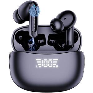 A8 Wireless Earbuds Bluetooth Headphones HiFi Stereo Wireless Earphones with ENC Noise Cancelling Mic IPX5 Waterproof in Ear Wireless Headphones LED Digital Display Ear Buds Touch Control- Black