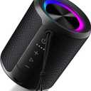 Portable Bluetooth Speaker, IPX7 Waterproof Wireless Speaker with 20W Loud Stereo Sound, 15H Playtime & Beat-Synced RGB Light, Small Outdoor Speaker for Shower, Pool, Beach, Hiking and Gifts (Black)