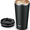 ulwae Insulated Coffee Mug with Ceramic Coating, 18oz Travel Mug with Leak-proof Lid, Vacuum Double-wall Tumbler, Stainless Steel Thermal Cup for Tea, Hot Cocoa, Cold Beverage, Ice Drinks