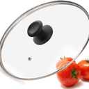 Glass Lid for Frying Pan, Tempered Replacement Cover Compatible with All 12 inches Cookware for Skillets, Round Cast Iron, Cast Aluminium, Stainless Steel Pans &Pots (12, Black)