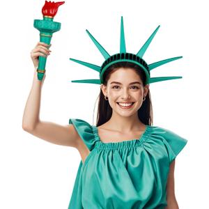 Statue of Liberty Crown and Torch,Statue of Liberty Costume Accessories for Adult Independence Day Cosplay