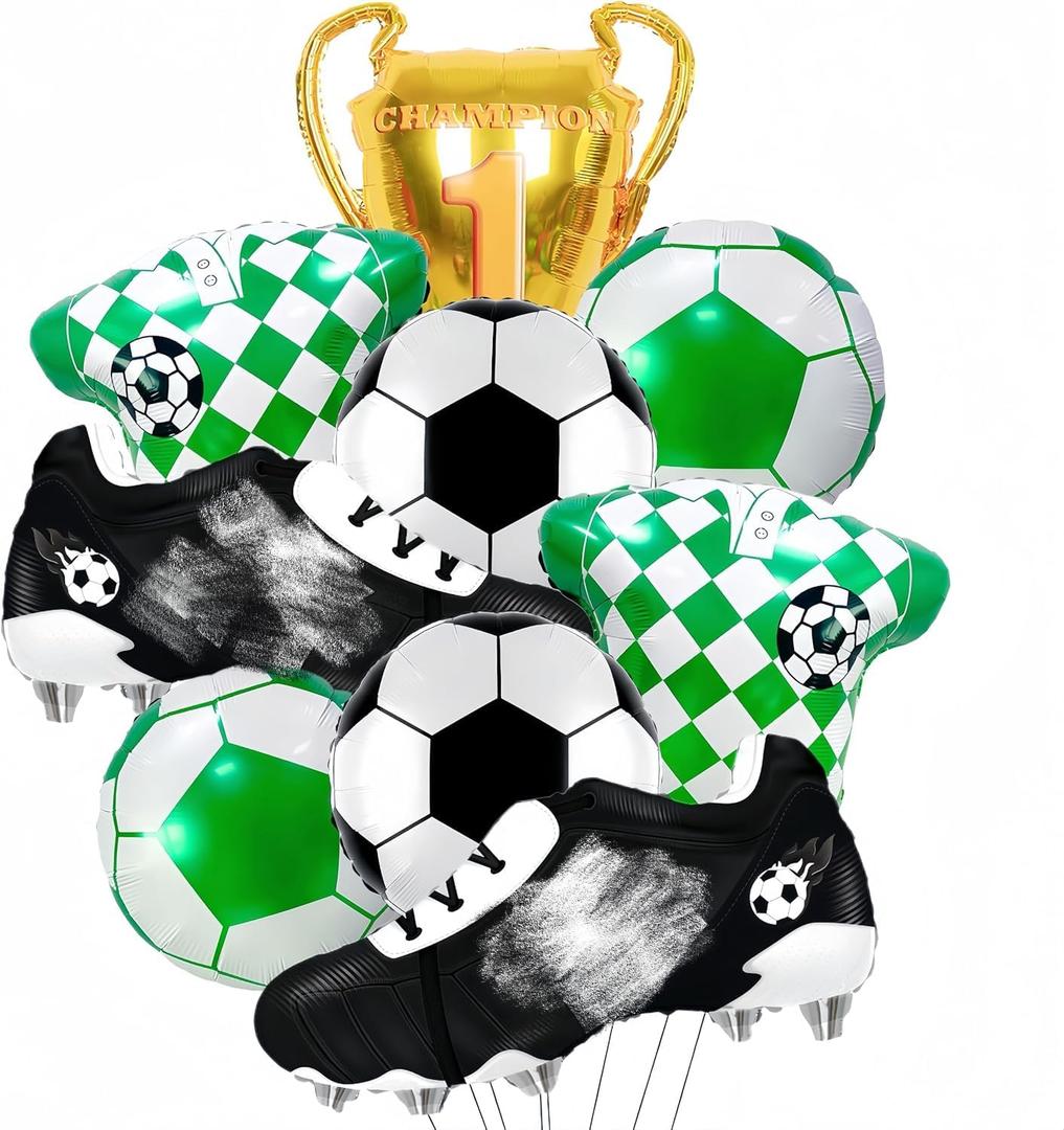2 x 9Pcs Soccer Party Decorations/World Cup Football Balloons for Birthday, Game Day, Sports Party Supplies, Soccer Theme Event Decor/Boy birthday sports party/Trophy, Shoes, Jerseys, Balls