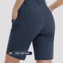 BALEAF Women's Golf Shorts 9'' Knee Length Stretch Bermuda Long Shorts Belt Loops Pockets Casual Work UPF 50+ (Blue, XS)