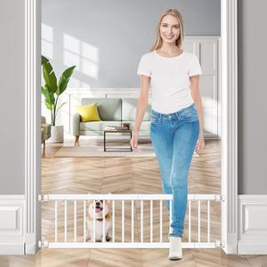 Dog Gate Indoor,18"-45" Adjustable Extra Wide Metal Short Dog Gate to Step Over, 10" Tall Small Pet Gate with 3 Extension Kits, Pressure Mounted for Doorways & Stairs