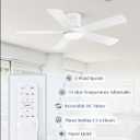 Fanbulous Ceiling Fans with Lights and Remote, 42 inch Low Profile Flush Mount Ceiling Fan,White Modern Ceiling Fan with LED Light for Bedroom Indoor Outdoor-5 Reversible blades, 3CCT, 6 Speeds, Timer
