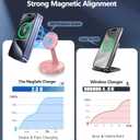 Magnetic Wireless Charger Stand 15W Fast Mag-Safe Charger for iPhone 17 /17 pro/ 17 Air/ 17 pro max 16/15/14/13/12 Series Magnet Wireless Charging Station/Pad with Sleep-Friendly Light for AirPods
