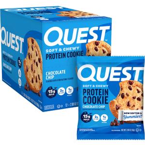 Quest Nutrition Chocolate Chip Protein Cookie, 15g Protein, 1g Sugar, 2g Net Carbs, Keto Friendly, High Protein, Low Carb; 12 Count BBD: 06/24/26
