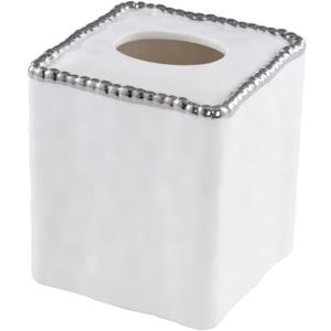 Pampa Bay Vanity Accessories with Silver Beads Square Tissue Box
