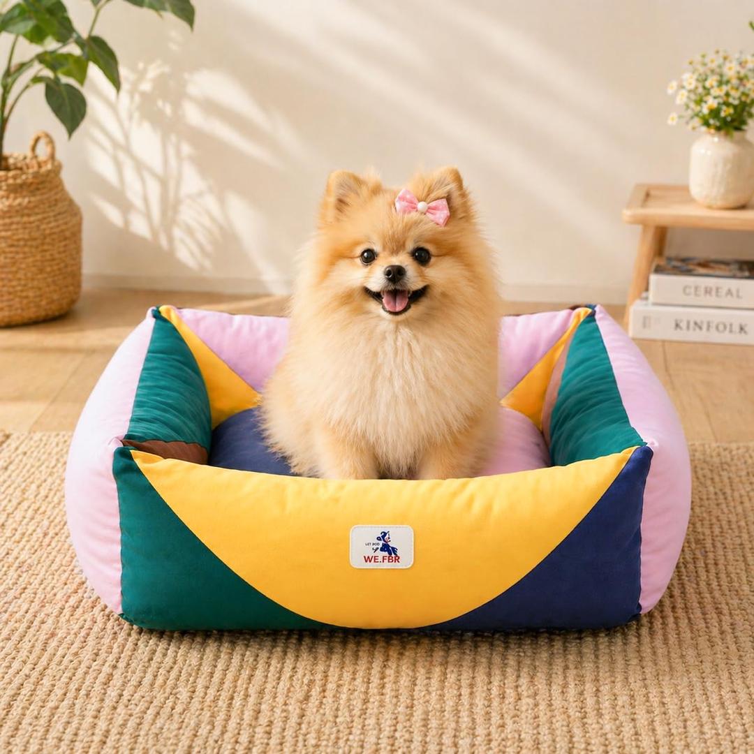 Welfibr Cotton Canvas Dog Bed (290gsm Thick) 38"x30"x12" Durable Waterproof
