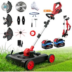 4-in-1 Cordless Lawn Mower, Weed Eater and Edger Combo with 2x4.0Ah Battery