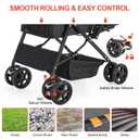Lightweight Dog Stroller with Reversible Handle for Medium Small Dogs and Cats, Foldable Pet Stroller Travel Carriage with Large Storage Basket, 4 Wheels, Black