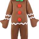 ADOMI 2 Pcs Christmas Gingerbread Man Costume Jumpsuit for Adults Mens Xmas Cookie Outfit Onesie Holiday Cosplay Party (3XL)