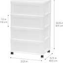 IRIS USA Plastic Drawer Storage Organizer Rolling Cart, with Wheels Casters, 4-Drawers, for Art Craft Supplies Bathroom Dorm Bedroom Laundry Room, Wide, White/Pearl