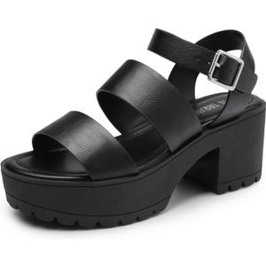 DREAM PAIRS Platform Heels for Women Lightweight Chunky Open Toe Stylish Comfortable Fisherman Sandals with Adjustable Ankle Strap 9.5