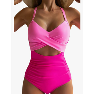 Eomenie Women's One Piece Swimsuits Tummy Control Cutout High Waisted Bathing Suit Wrap Tie Back 1 Piece Swimsuit Large