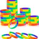 BDS-HOME 40pcs Pride Month Rainbow Silicone Wristbands Stretchable Colorful Bracelets Bulk Pride Day Bracelets LGBTQ Support for Festivals Parades Decorations Party Accessories (MIX)