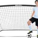 BOHEN 9x5 FT Kids Soccer Goals with Carry Bag, Portable Folding Soccer Net for Backyard Training, Indoor/Outdoor Use for Youth and Adult (9x5FT, 1 Pack, Black)