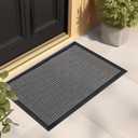 Mibao Front Door Mat, Heavy Duty Durable Welcome Mat for Outdoor Indoor, Dirt Trapper Waterproof Super Absorbent Door Mat for Entryway Outside Patio Porch, 29.5" x 17", Light Grey