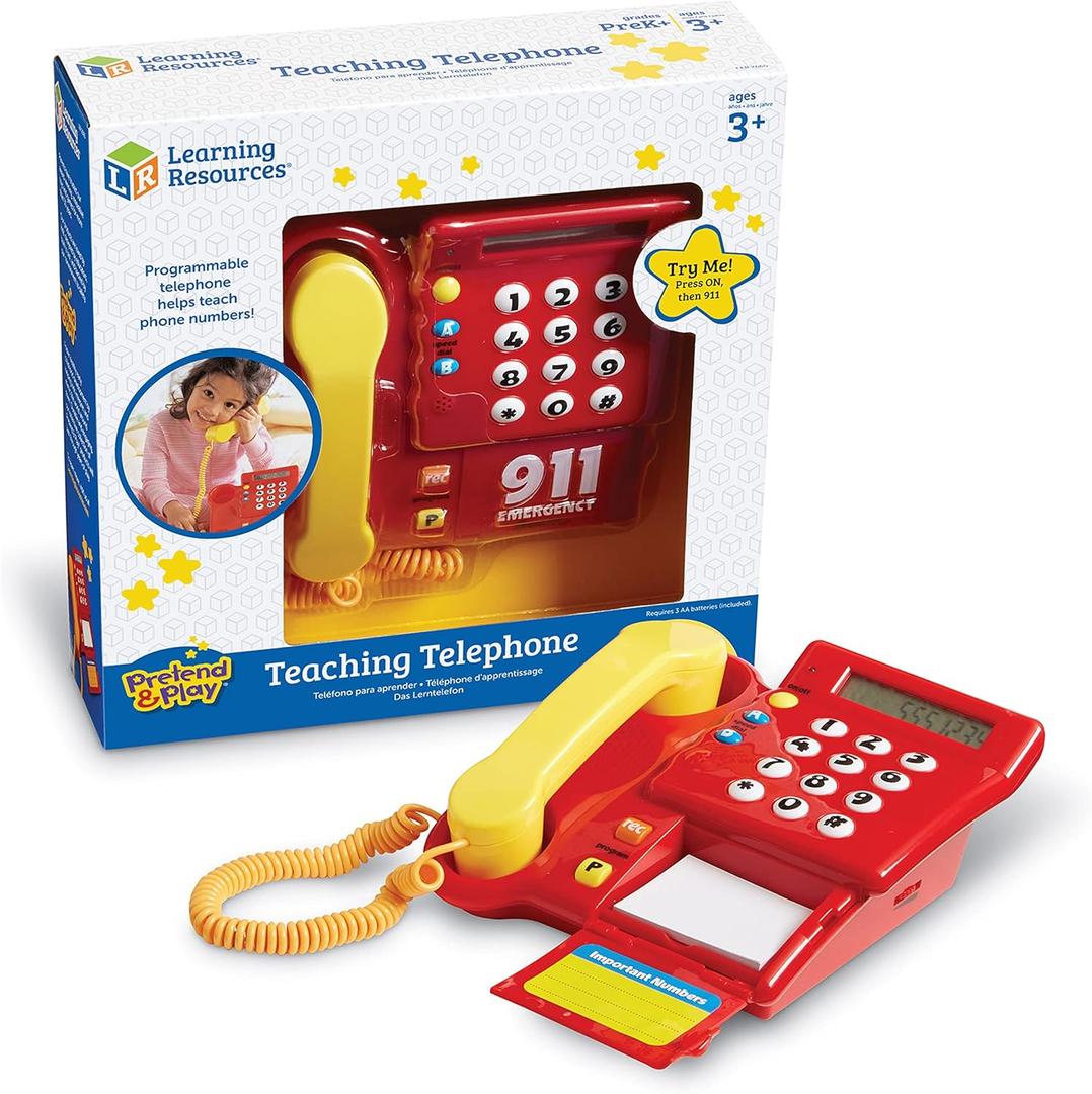 Learning Resources Teaching Telephone - 1 Piece, Ages 3+ Toddler Learning Toys, Pretend Play Telephone, Toy Telephone, Phone for Kids, Pre-Recorded Greetings, Develops Memory Skills
