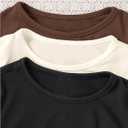 OYOANGLE Toddler Girl's 3 Pack Long Sleeve Ruched T Shirts Crew Neck Plain Tees Basic Layering Tops Apricot Black Brown 4Y (Black)