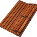 Nordic Teak 100% Solid Teak Wood String Mat - Indoor and Outdoor Use - Non-Slip Wooden Platform for Sauna, Pool, Hot Tub Flooring Decor and Protector (Oiled Finish, 19.6" x 19.6")