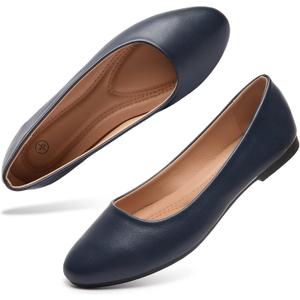 Hash Bubbie Women's Flats Shoes Ballet Flats Dress Shoes Comfortable PU Leather Slip on Shoes for Women (5, Navy)