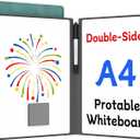 Small Dry Erase Board,12" x 9" Portable Dry Erase White Board,Double-Sided Folding Whiteboard with Pen(Blue)