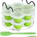 ROTTAY Silicone Egg Bites Molds and Steamer Rack Trivet with Heat Resistant Handles Fit Instant Pot Accessories, 7pcs set for 6qt & 8qt Electric Pressure Cooker With 2 Spoons and Silicone spatula