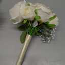 Wedding Bridesmaid Bouquets Set of 6, Artificial Silk Flowers Arrangement for Ceremony Marriage Proposal Party Anniversary Decorations - Champagne