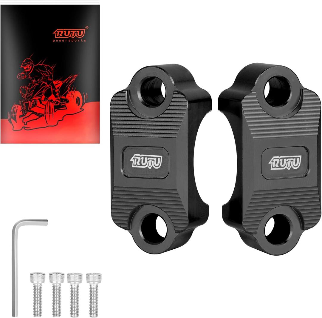 RUTU CNC Motorcycle clamp 7/8 inch Dirt Bike Brake Lever Holder Clamp 1 1/8 for Brake Master Cylinder Clutch Perch Pit Bike CRF250 DRZ YZ KX ATV Quads 4-Wheeler Handlebar Refit Accessories, Black