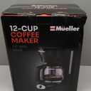 Mueller 12-Cup Drip Coffee Maker - Borosilicate Carafe, Auto-Off, Reusable Filter, Anti-Drip, Keep-Warm Function, Clear Water Level Window Coffee Machine, Kitchen Essentials & Accessories (Black)