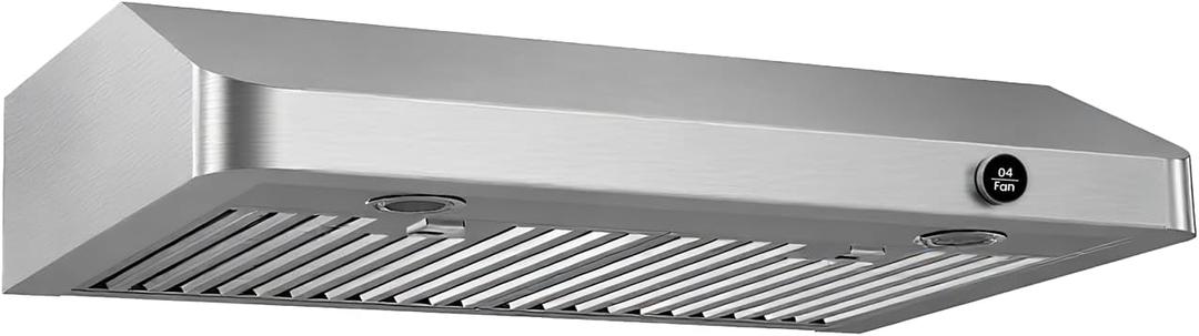 JOCO 30 Inch Under Cabinet Range Hood, 900 CFM Stainless Steel Kitchen Vent Hood, 4-Speed Knob Control C01-30K, Size: 30''