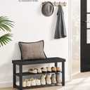 SONGMICS Shoe Rack Bench, 3-Tier Bamboo Shoe Storage Organizer, Entryway Bench, Holds Up to 286 lb, 11.3 x 35.4 x 17.8 Inches, for Entryway Bathroom Bedroom, Ink Black ULBS90B33
