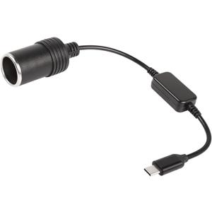 1ft USB C Male to 12V 8W Cigarette Lighter Socket Adapter Power Cable for Dash Cam, GPS, Car Led Light Strips