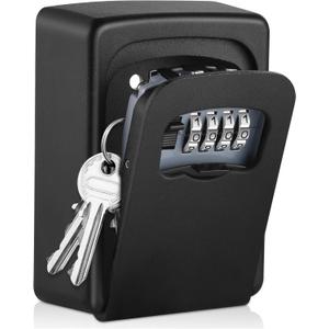 Key Lock Box Wall Mounted,4 Digit Combination Weatherproof Lockbox for Outside House,5 Keys Large Capacity Lockbox,Key Safe Security Storage Lock Box with Resettable Code for Indoor Outdoor Garage (1 pack-Black)